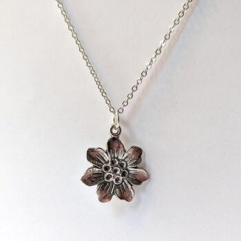 Antique Silver Flower Vintage Style Necklace