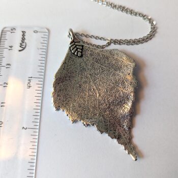 Antique Silver Large Leaf Necklace - Image 2