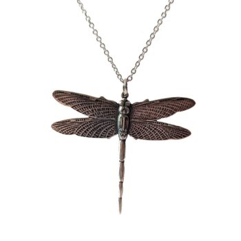 Antique Silver Large Dragonfly Vintage Style Necklace