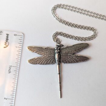 Antique Silver Large Dragonfly Vintage Style Necklace - Image 2