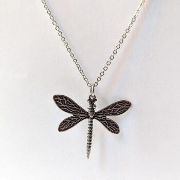 Antique Silver Medium Dragonfly Vintage Style Necklace