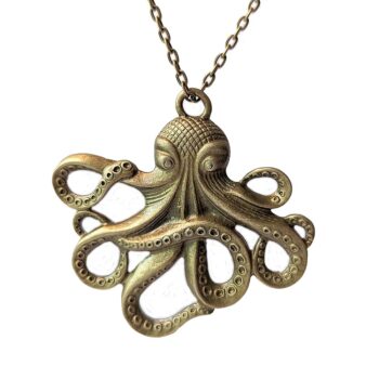 Antique Bronze Large Octopus Vintage Style Necklace