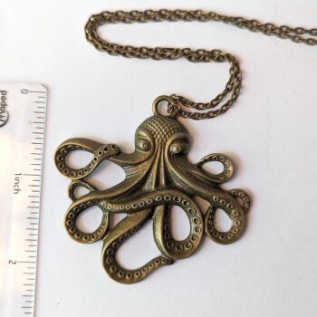 Antique Bronze Large Octopus Vintage Style Necklace - Image 2