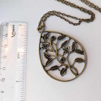 Antique Bronze Tree of Life Teardrop Vintage Style Necklace - Image 2