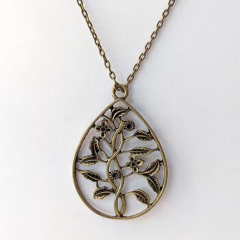 Antique Bronze Tree of Life Teardrop Vintage Style Necklace