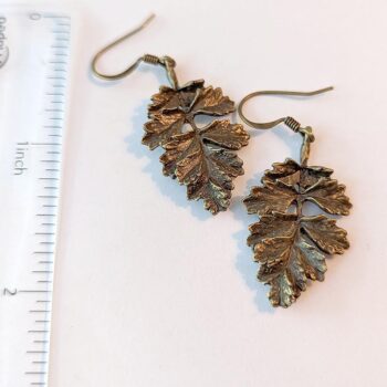 Antique Bronze Leaf Vintage Style Earrings - Image 2