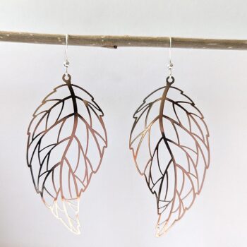 Silver Large Lightweight Filigree Leaf Earrings