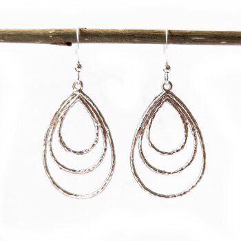 Silver Triple Teardrop Earrings