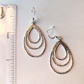 Silver Triple Teardrop Earrings - Image 2