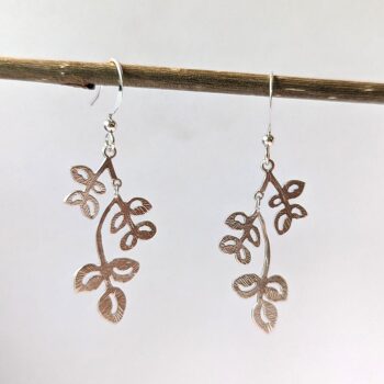 Silver Branch With Leaves Earrings