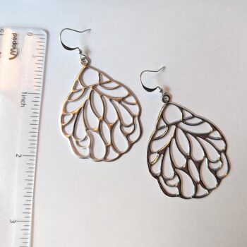 Silver Teardrop Filigree Earrings - Image 2