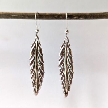 Silver Slender Leaf Earrings