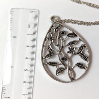 Antique Silver Tree of Life Teardrop Vintage Style Necklace - Image 2