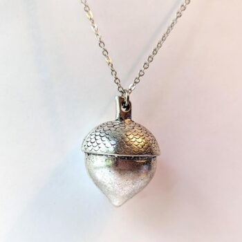 Antique Silver Large Acorn Vintage Style Necklace