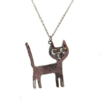 Antique Silver Cat Necklace