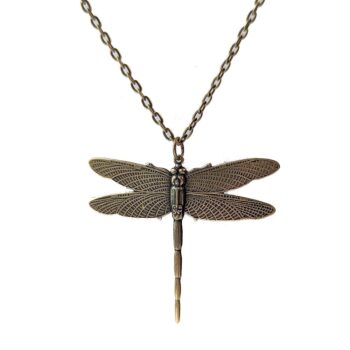 Large Dragonfly Vintage Style Necklace Antique Bronze