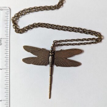 Large Dragonfly Vintage Style Necklace Antique Bronze - Image 2