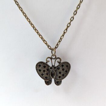 Antique Bronze Butterfly Vintage Style Necklace