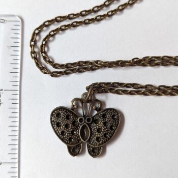 Antique Bronze Butterfly Vintage Style Necklace - Image 2