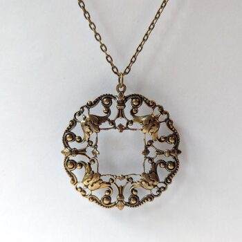 Antique Bronze Large Pendant Vintage Style Necklace