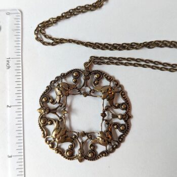 Antique Bronze Large Pendant Vintage Style Necklace - Image 2