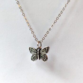 Antique Silver Small Butterfly Vintage Style Necklace