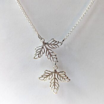 Silver Lightweight Filigree Connected Leaf Necklace