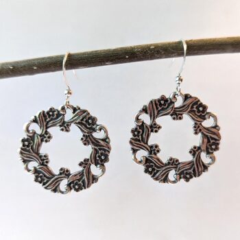 Antique Silver Hoop Vintage Style Earrings