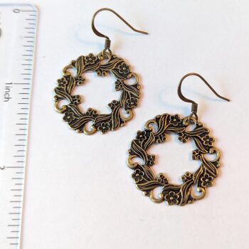 Antique Copper Hoop Vintage Style Earrings - Image 2