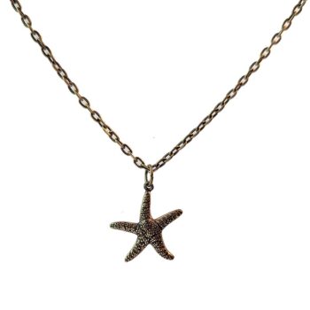 Antique Bronze Textured Starfish Necklace