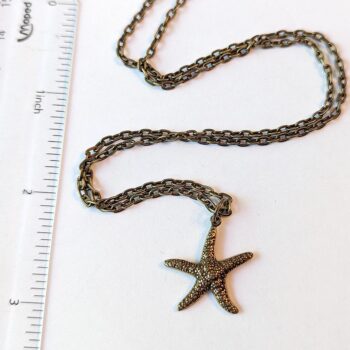 Antique Bronze Textured Starfish Necklace - Image 2