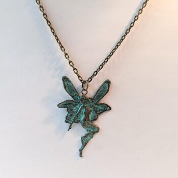 Antique Bronze Patina Fairy Angel Necklace