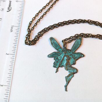 Antique Bronze Patina Fairy Angel Necklace - Image 2