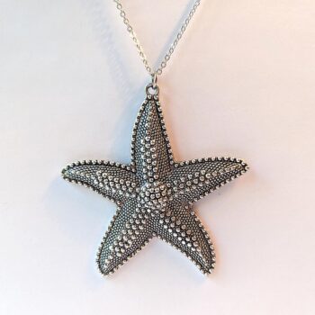 Antique Silver Large Starfish Vintage Style Necklace