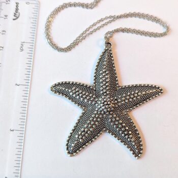 Antique Silver Large Starfish Vintage Style Necklace - Image 2