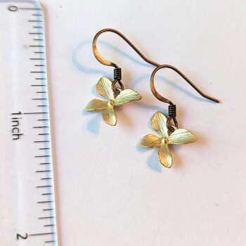 Dainty Gold Orchid Flower Earrings - Image 2