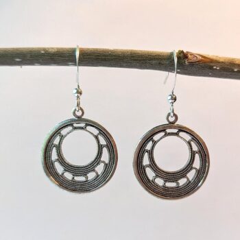 Antique Silver Hoop Vintage Style Earrings