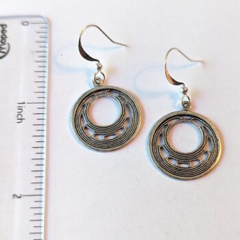 Antique Silver Hoop Vintage Style Earrings - Image 2