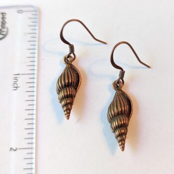 Antique Copper Tulip Shell Vintage Style Earrings - Image 2