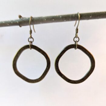 Antique Bronze Square Hoop Dangle Vintage Style Earrings