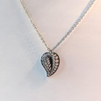 Antique Silver Hollow Leaf Vintage Style Necklace