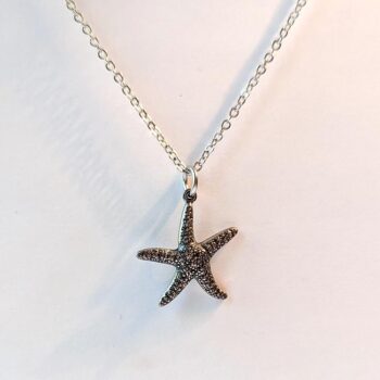 Antique Silver Textured Starfish Vintage Style Necklace