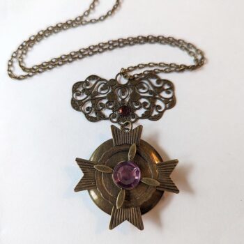 Antique Bronze Large Locket Vintage Style Necklace - Image 4