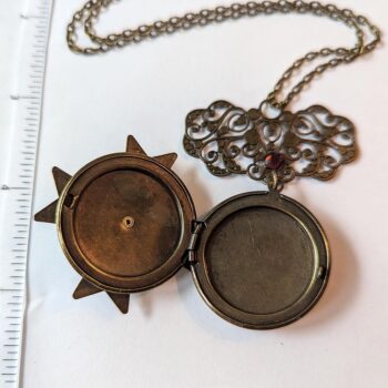 Antique Bronze Large Locket Vintage Style Necklace - Image 2