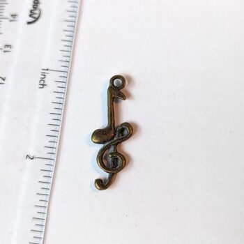 Musical Notes Treble Clef Eighth Note  Charm Antique Bronze - Image 2