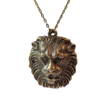 Antique Bronze Large Lion Head Necklace