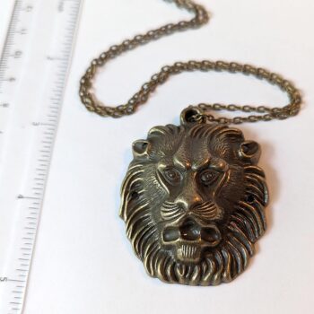 Antique Bronze Large Lion Head Necklace - Image 2