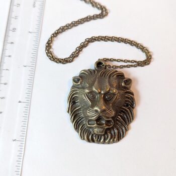 Antique Bronze Large Lion Head Necklace - Image 3