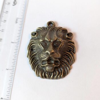 Large Lion Head Pendant Antique Bronze - Image 2