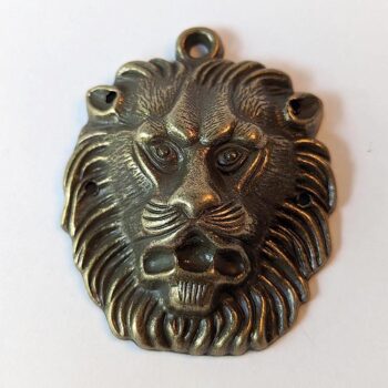 Large Lion Head Pendant Antique Bronze